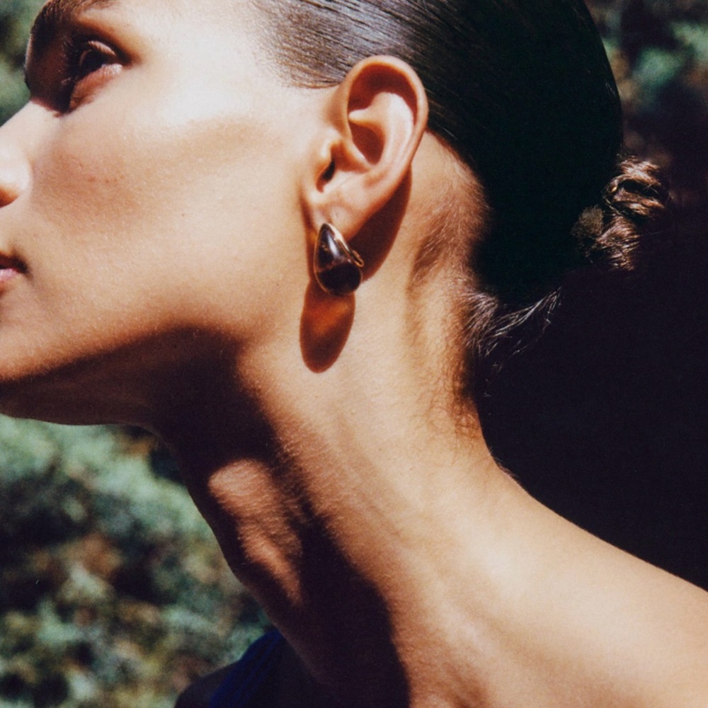 ANTHRO Tortoise Petra Mini Drop 18K Gold Plated Earrings - Picture 3 of 3